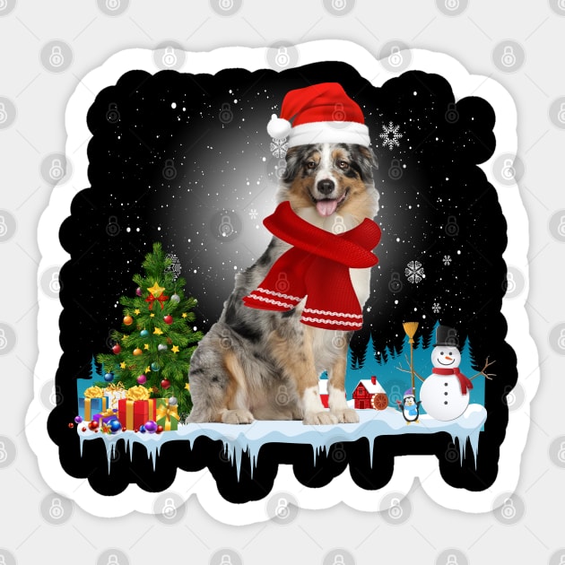 Funny Australian Shepherd Christmas T-shirt Sticker by CoolTees